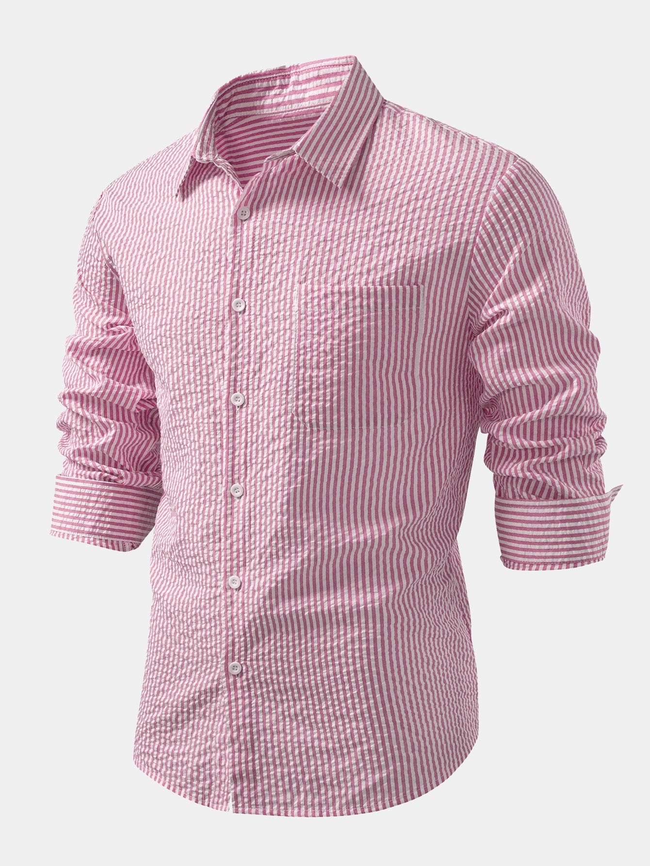 Seersucker Striped Button Up Shirt