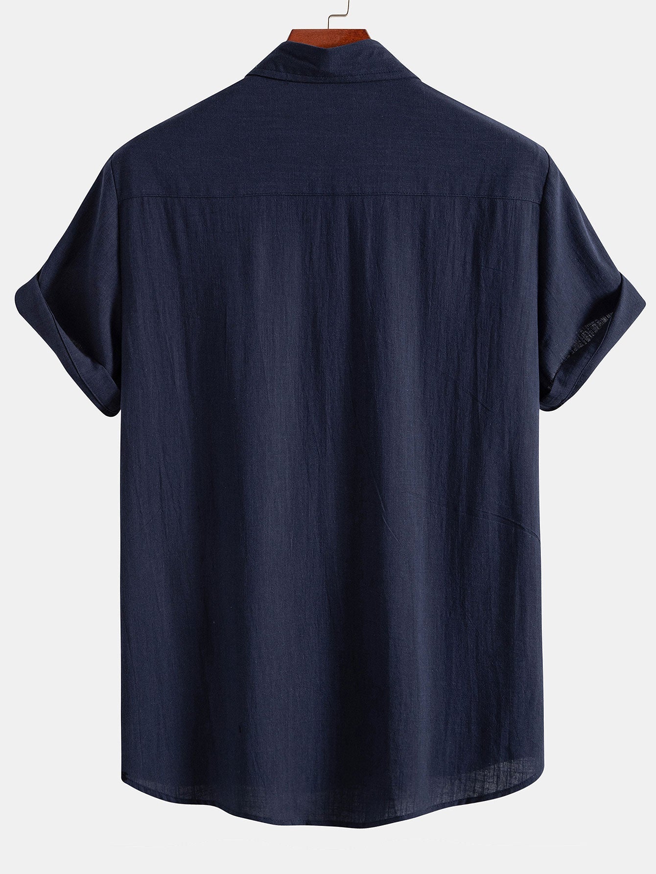 Linen Look Contrast Button Up Shirt