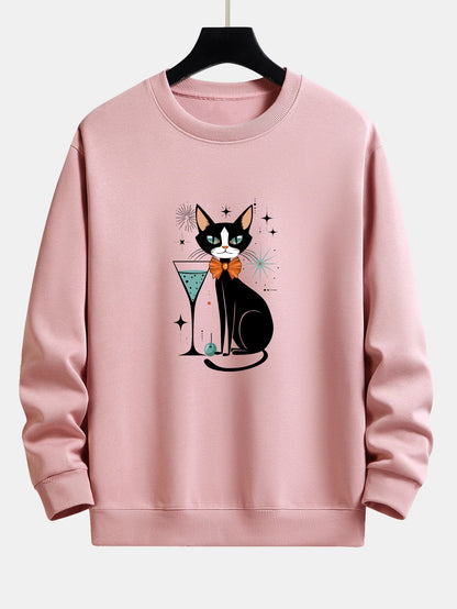 Atomic Black Cat Print Relax Fit Sweatshirt