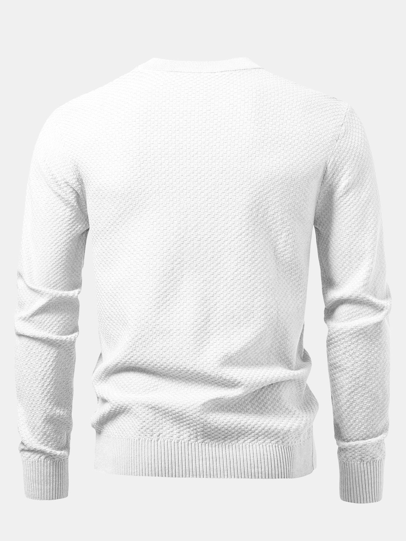 Checkerboard Textured Crew Neck Sweater