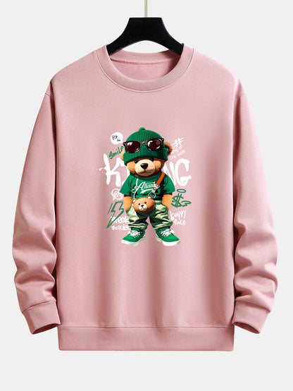 Graffiti Bear Print Relax Fit Sweatshirt