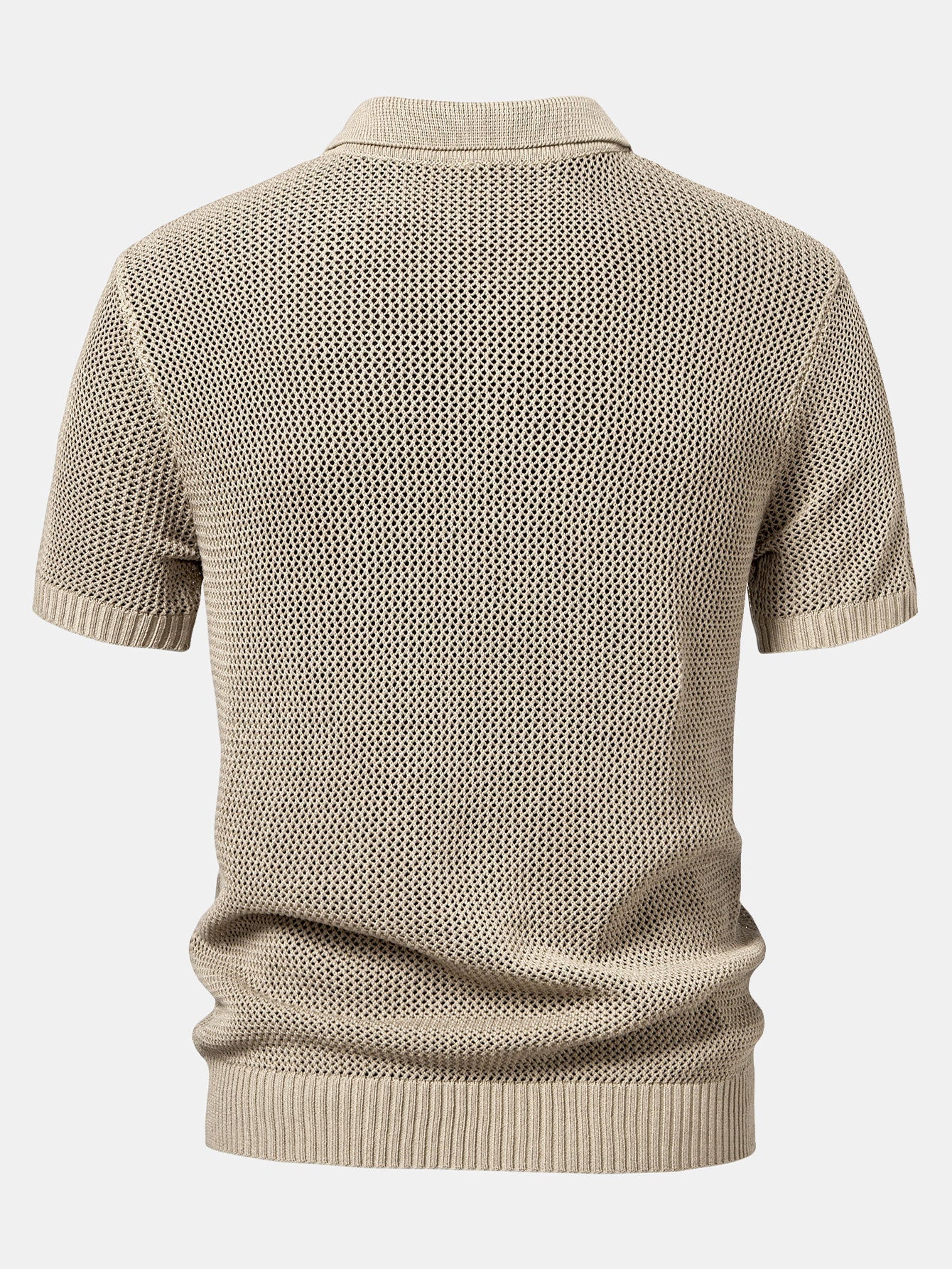 Eyelet Zip Up Knit Polo Shirt