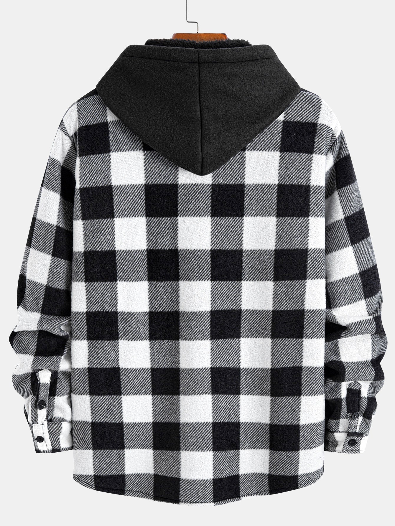 Flannel Fleece Lined Zip Up Hooded Shirt