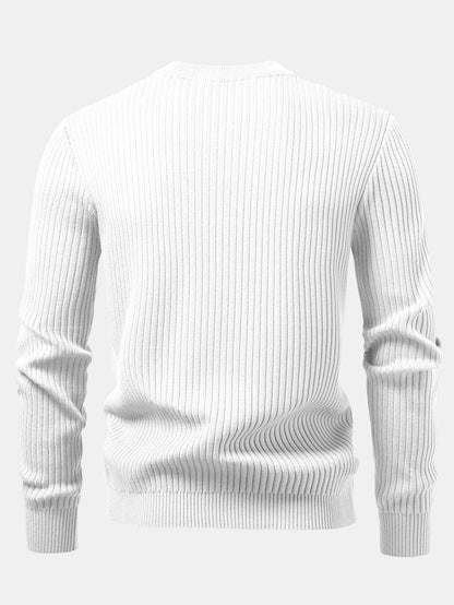 Ribbed Henley Neck Sweater
