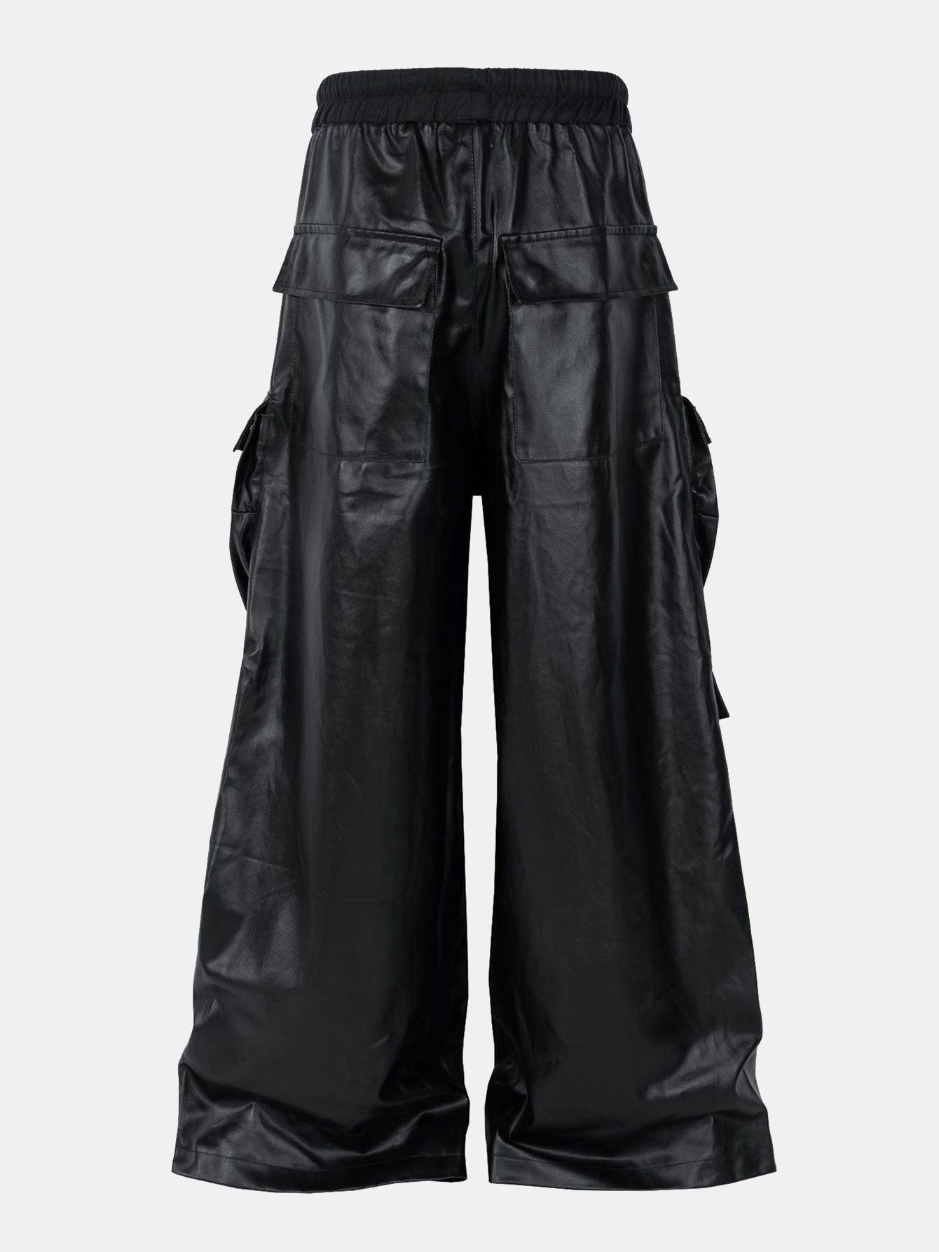PU Leather Cargo Wide-Leg Pants