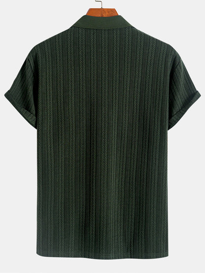 Textured Zipper Polo