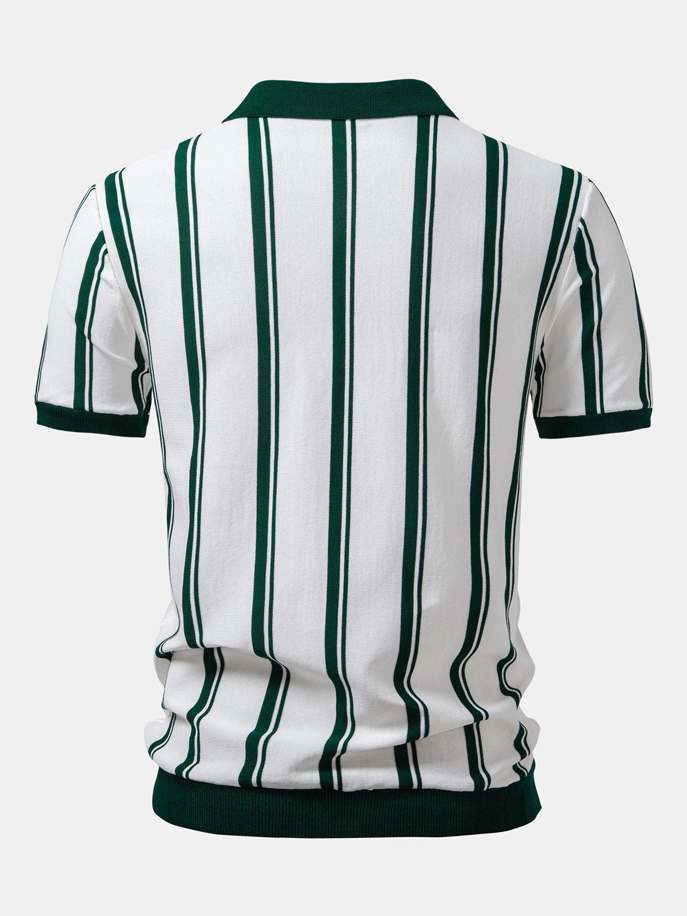 Striped Zip Up Knit Polo