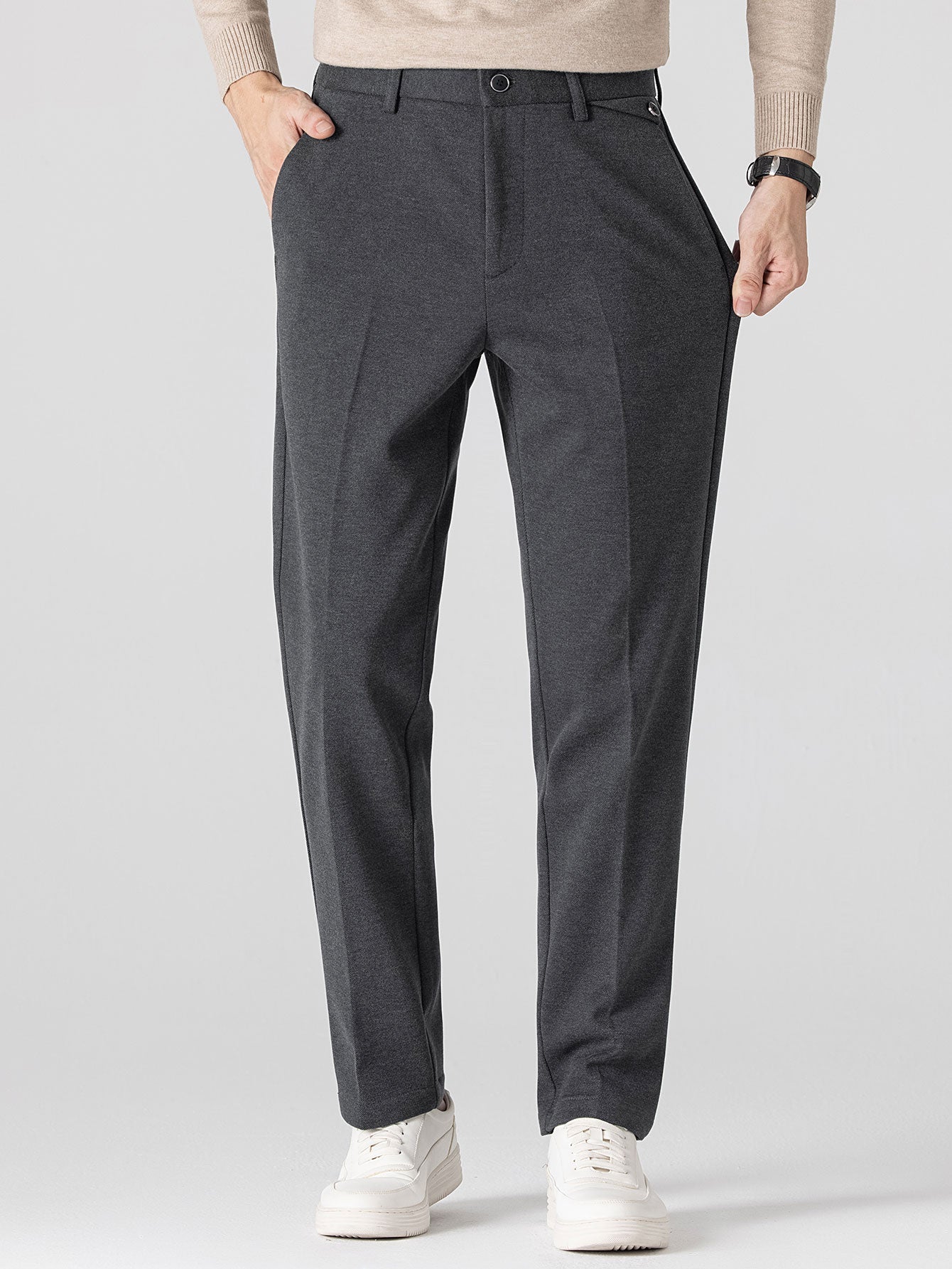 Woolen Straight Leg Trousers