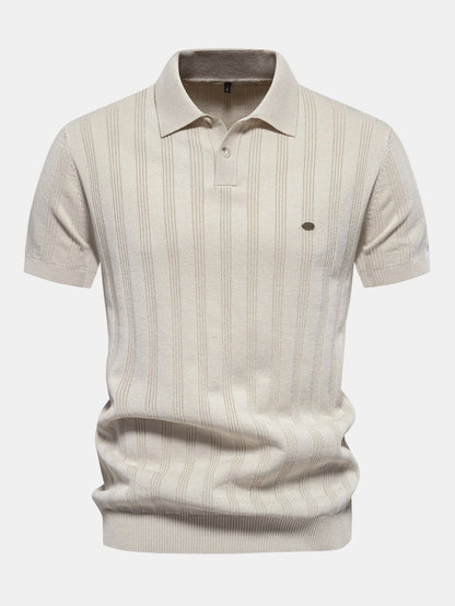 Stripe Knit Polo Shirt