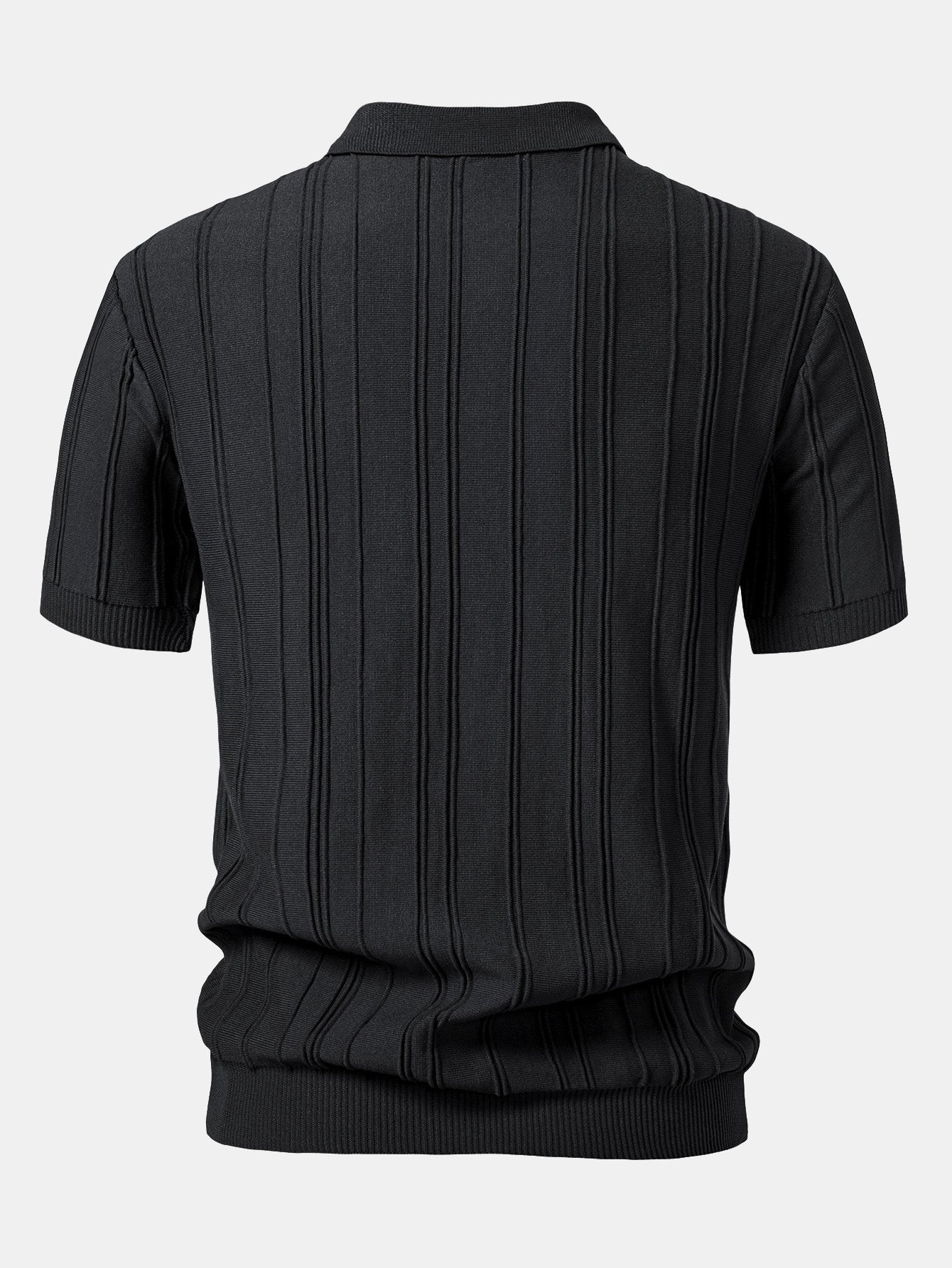 Stripe Jacquard Zipper Knit Polo Shirt