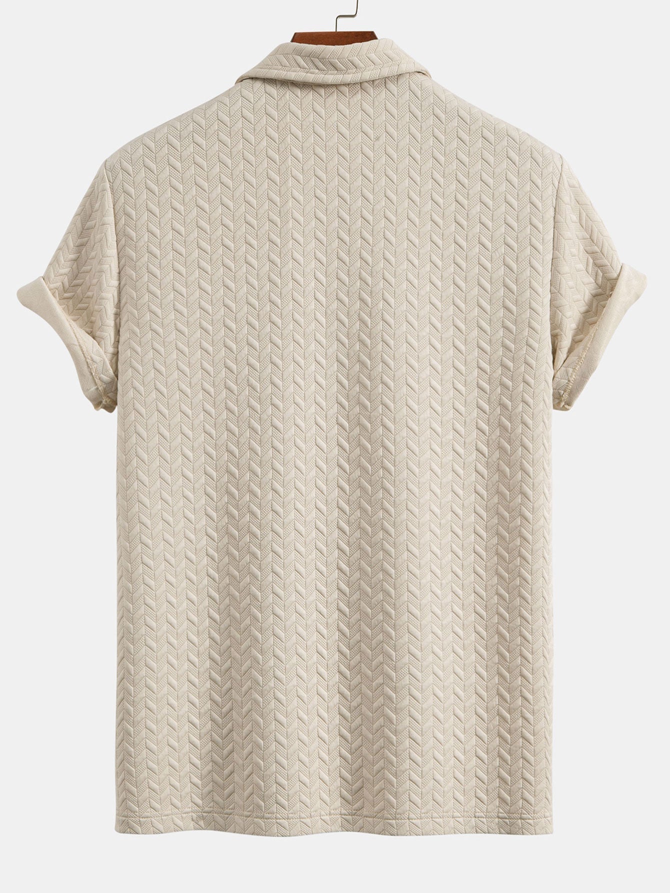 Short Sleeved Jacquard Textured Polo