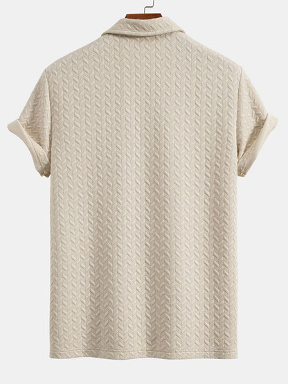Short Sleeved Jacquard Textured Polo