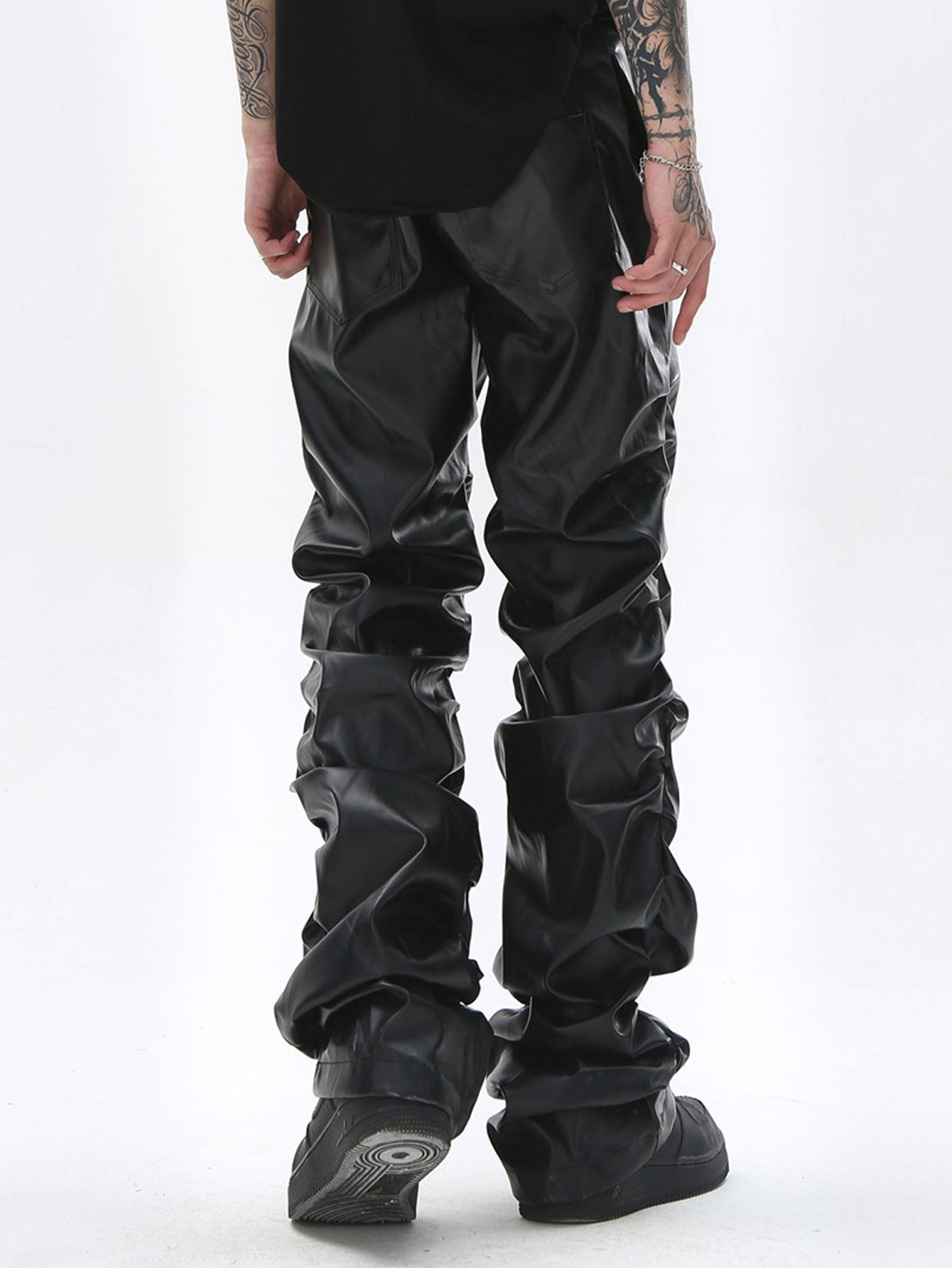 Ruched PU Leather Pants
