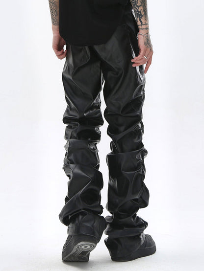 Ruched PU Leather Pants
