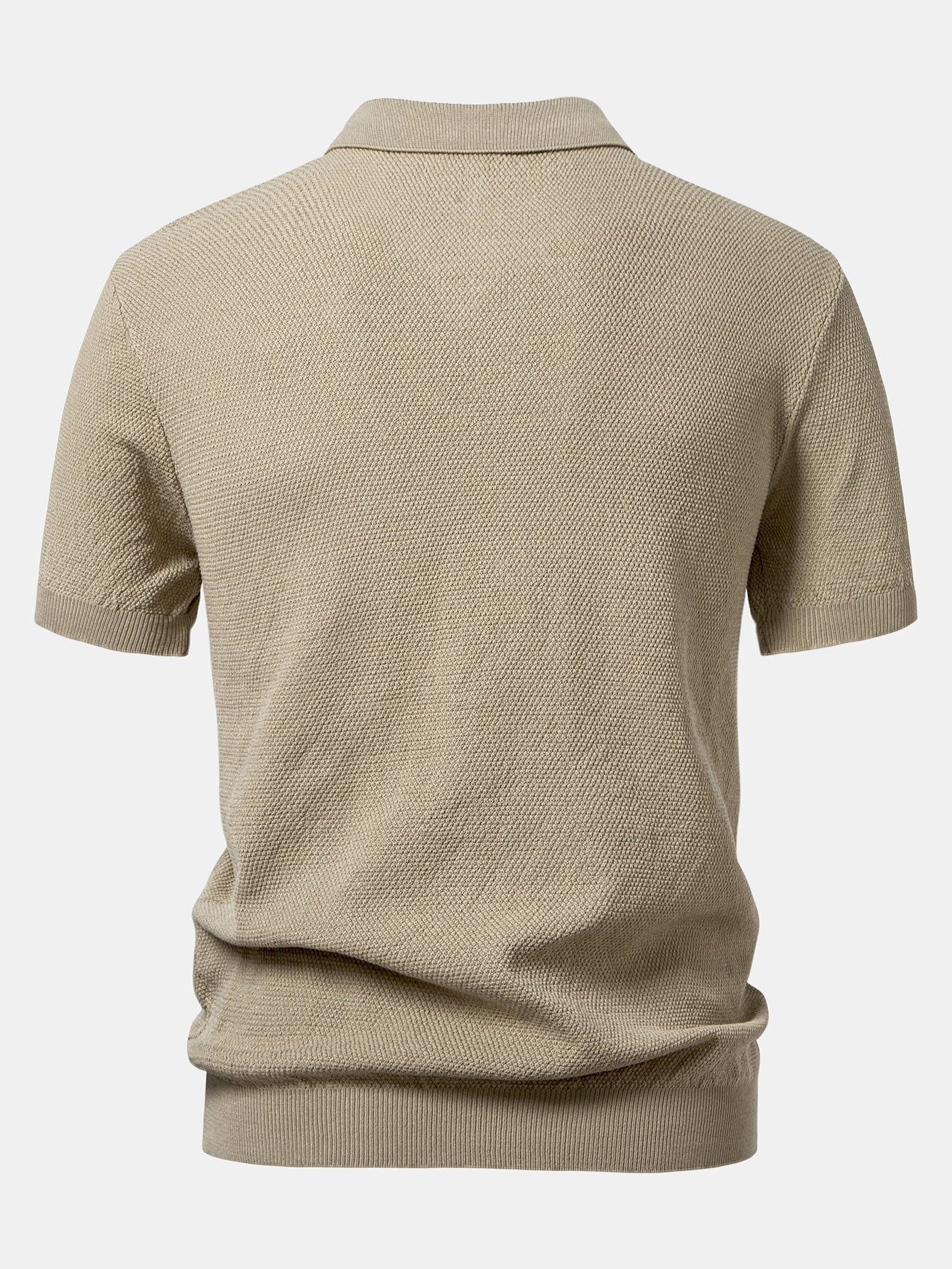 Textured Zip Up Knit Polo Shirt