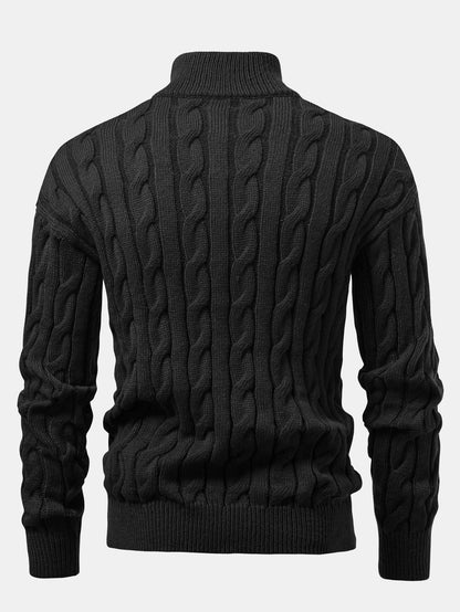 Twist Jacquard Quarter Zip Sweater