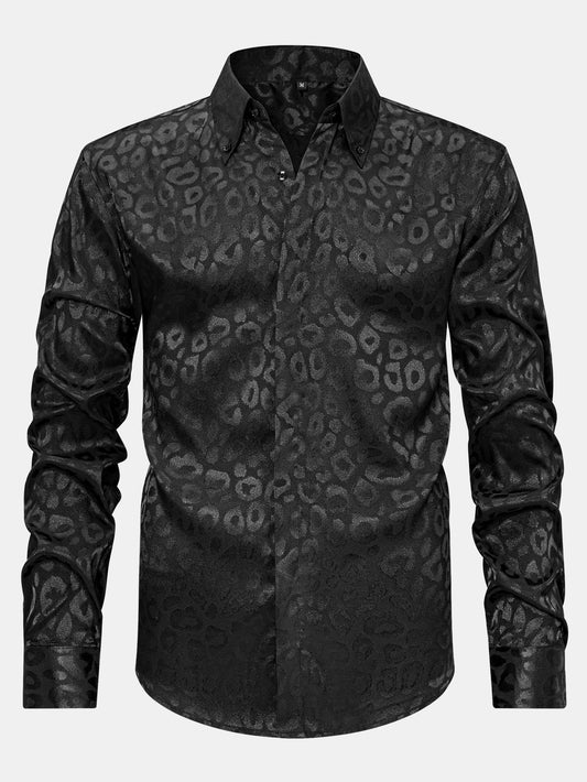 Long Sleeve Leopard Satin Shirt