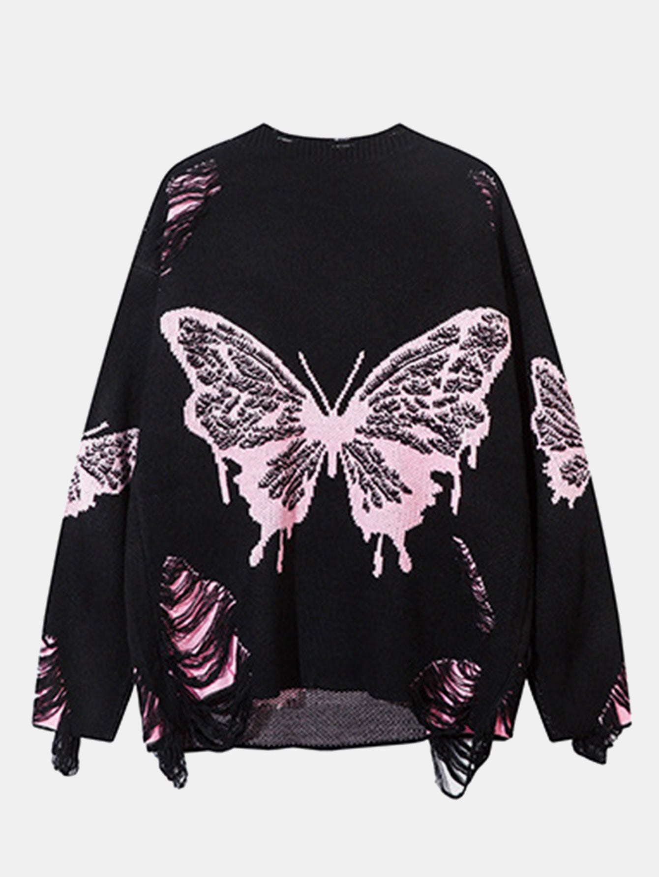 Butterfly Print Knit Sweater