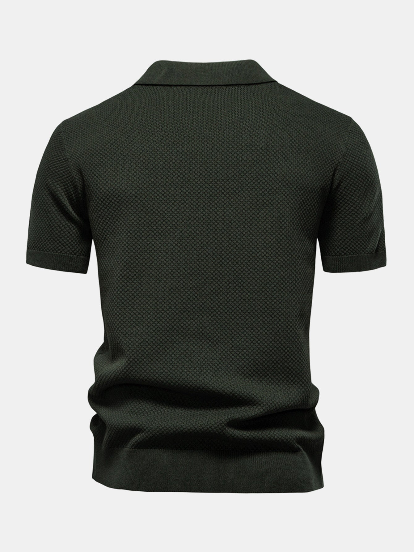 Pineapple Texture Knit V Neck Polo