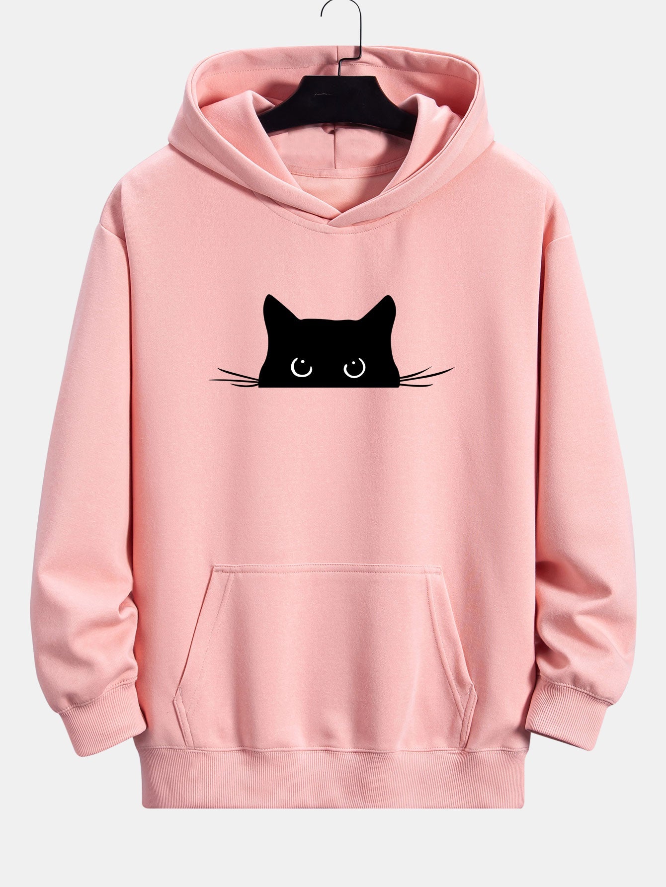 Black Cat Print Relax Fit Hoodie