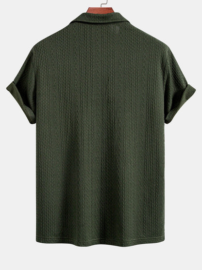 Textured Jacquard Knit Polo Shirt