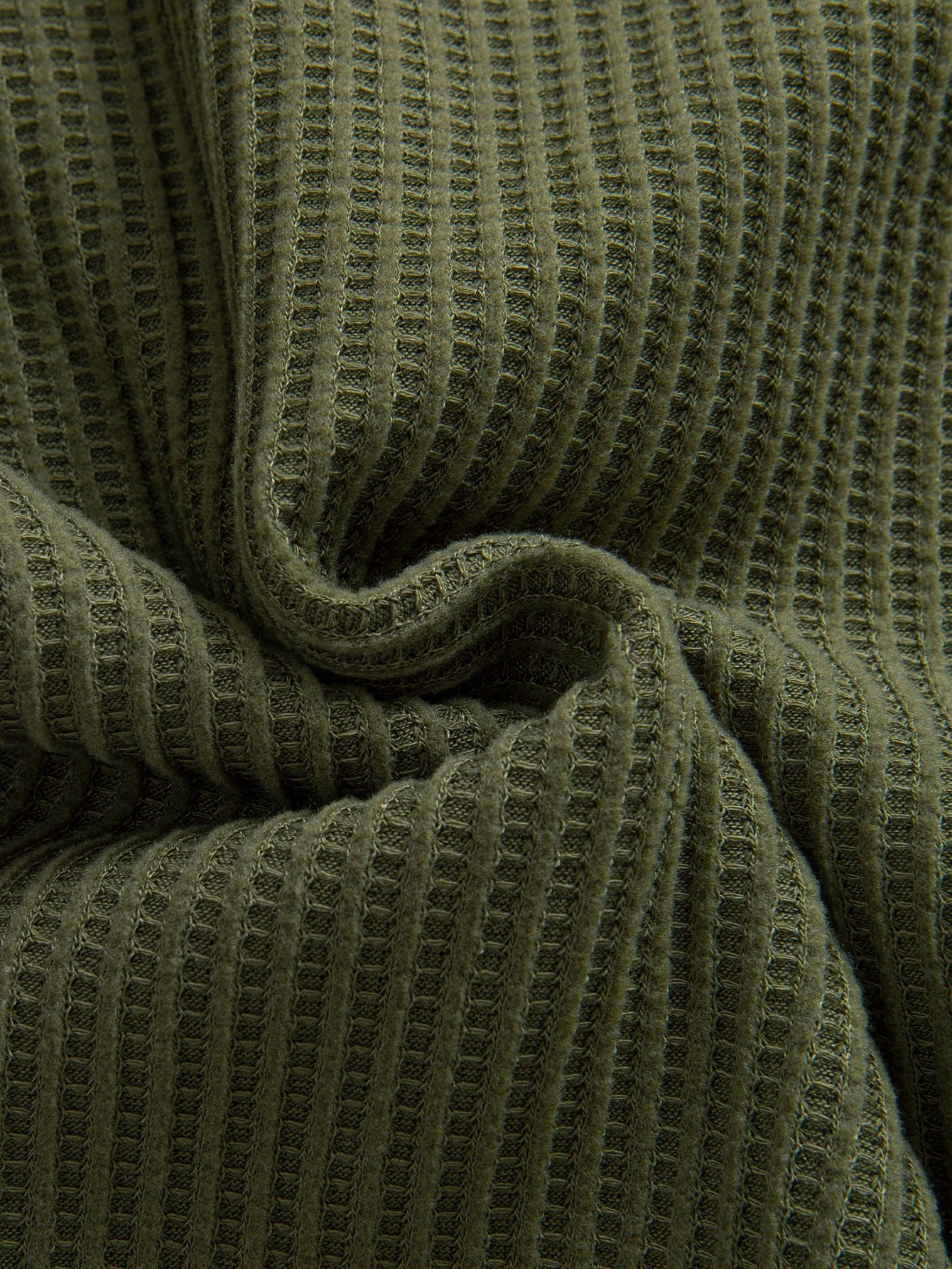 Long Sleeved Waffle Button Up Shirt