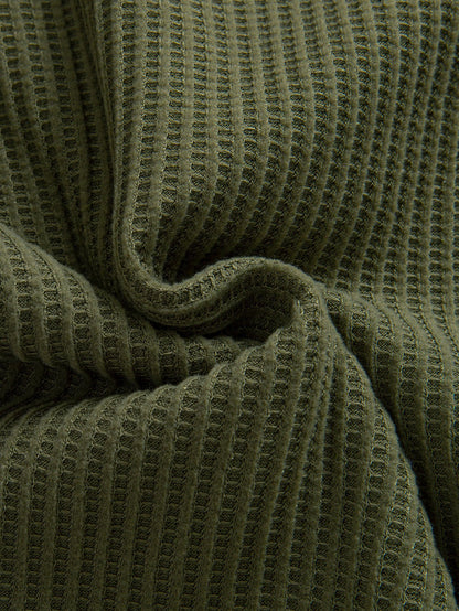 Long Sleeved Waffle Button Up Shirt