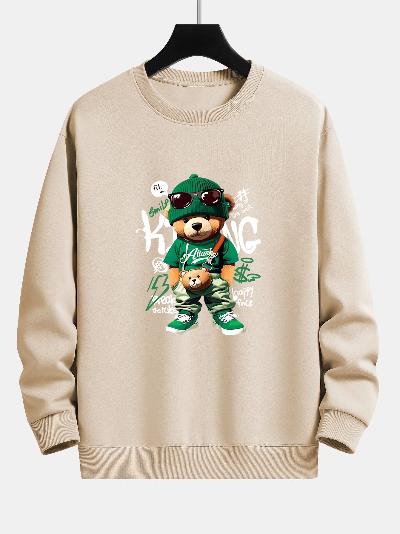 Graffiti Bear Print Relax Fit Sweatshirt