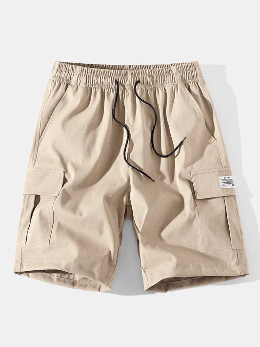 Solid Color Cargo Drawstring Shorts