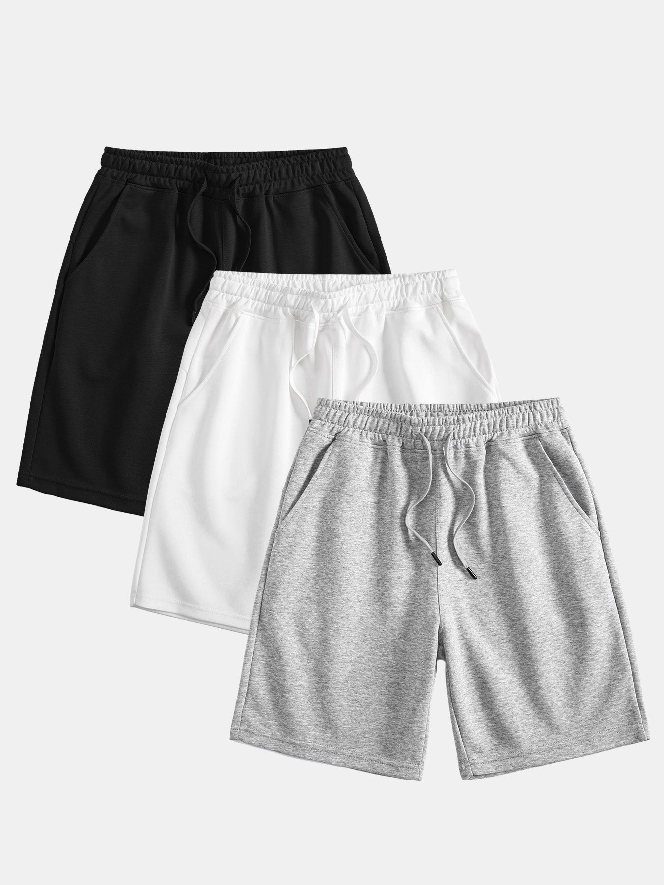 3 Pieces Mid Length Drawstring Shorts