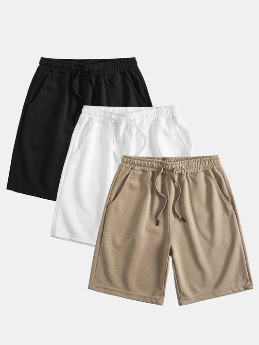 3 Pieces Mid Length Drawstring Shorts