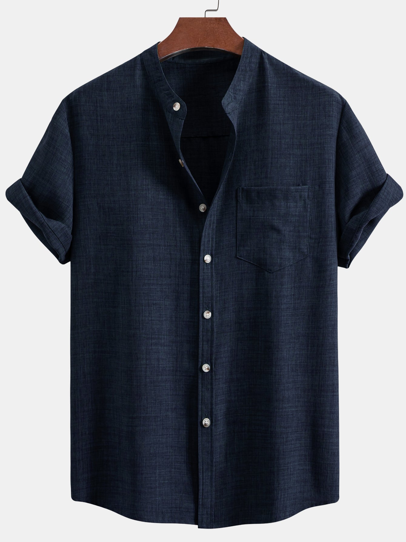Short Sleeve Stand Collar Shirt