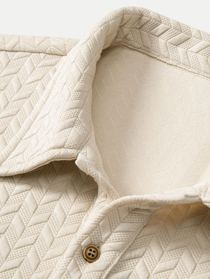 Short Sleeved Jacquard Textured Polo