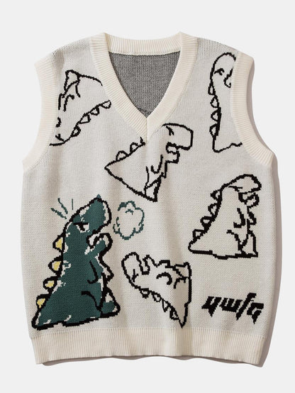Dinosaur Print Knit Sweater Vest