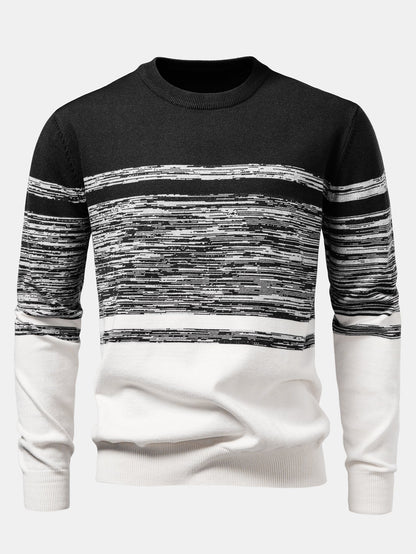 Horizontal Stripe Pattern Crew Neck Sweater