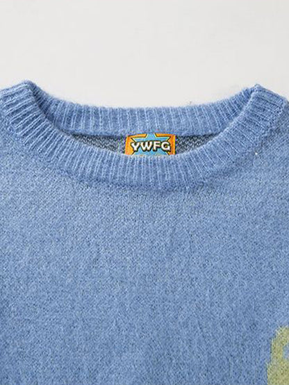 Cat Print Knit Sweater