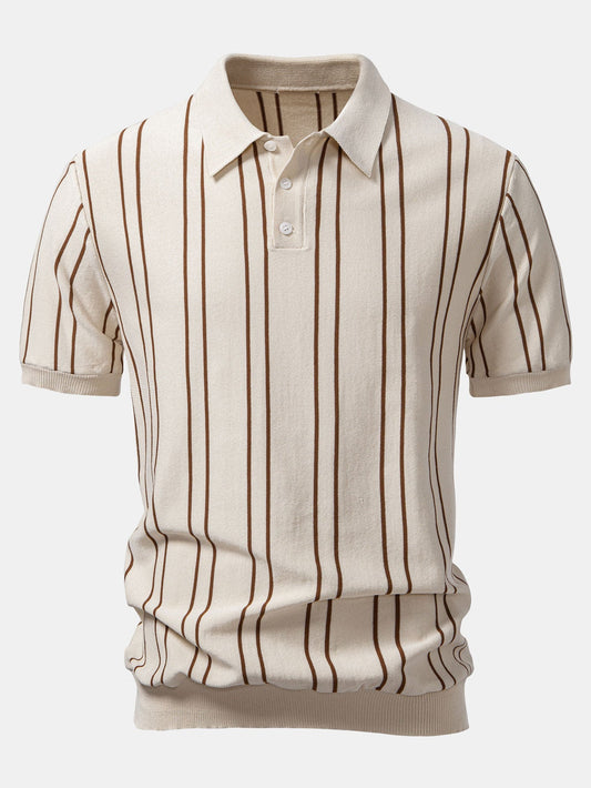 Striped Knitted Polo Shirt