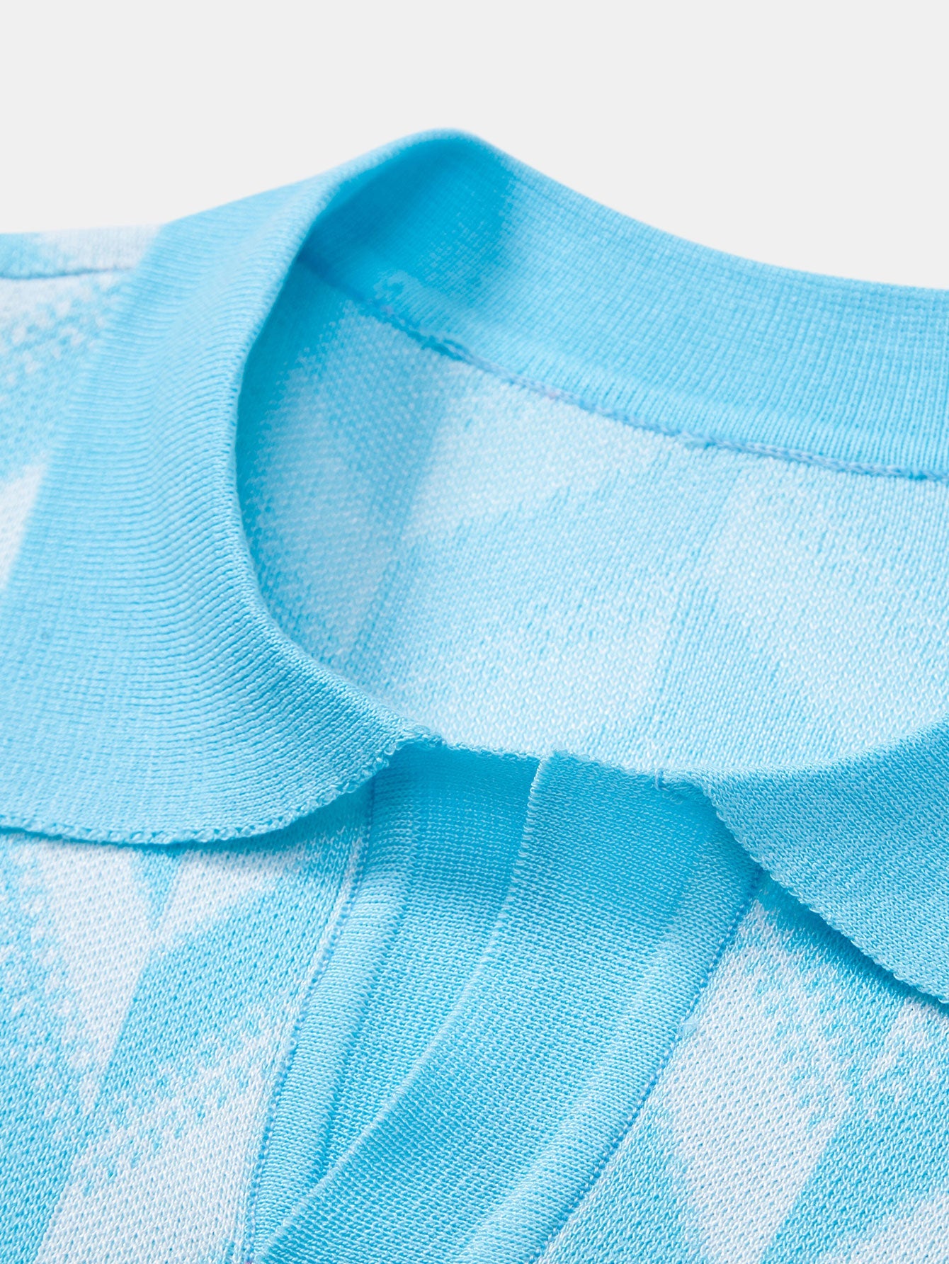 Geometric Knitted V Neck Polo Shirt