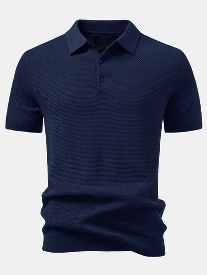 Pineapple Texture Knitted Polo Shirt