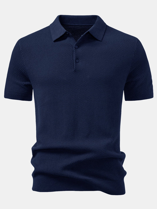 Pineapple Texture Knitted Polo Shirt