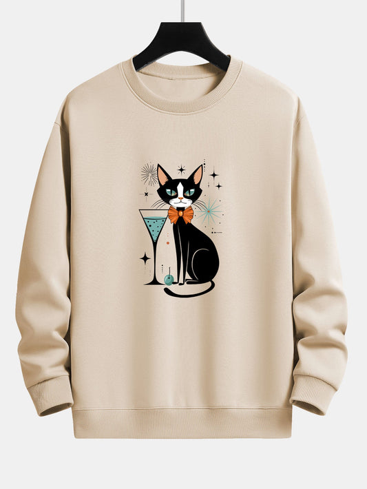 Atomic Black Cat Print Relax Fit Sweatshirt