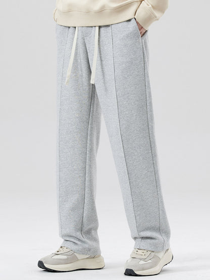 Straight Leg Pleated Pintuck Sweatpants