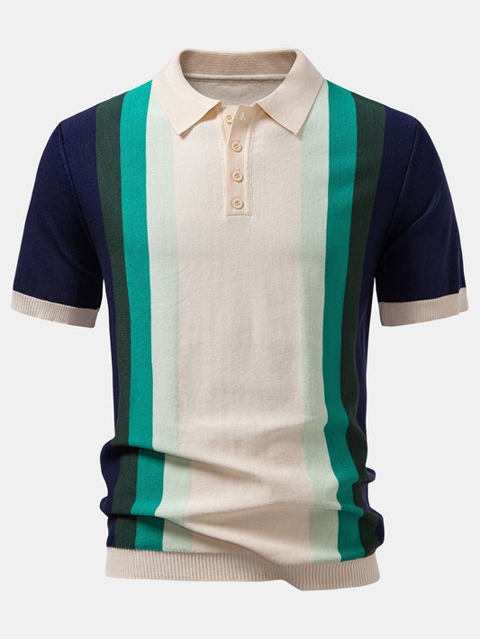 Striped Knitted Polo Shirt