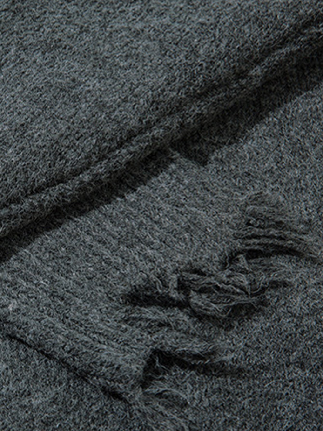 Distressed Quarter Zip Knit Sweater