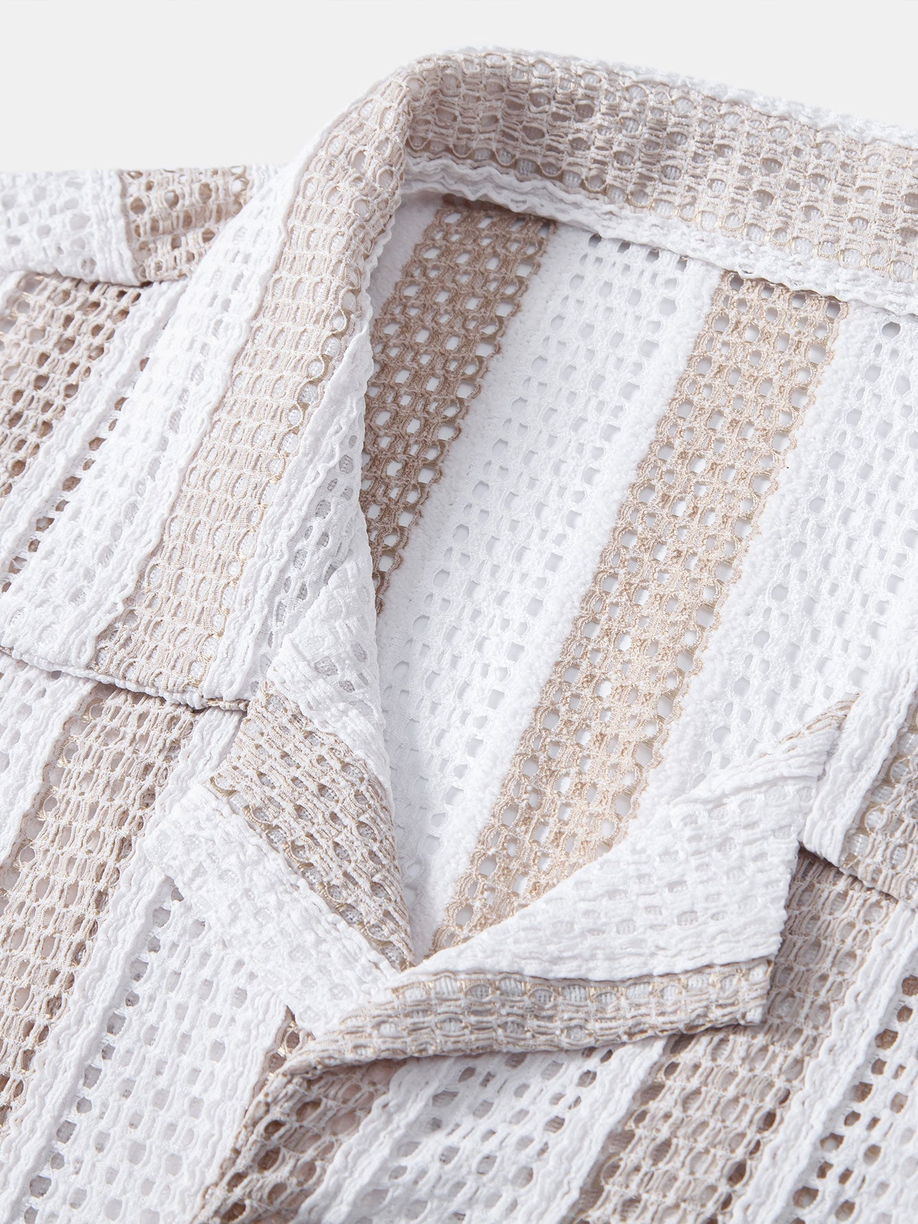 Striped Mesh Cuban Shirt & Straight Leg Linen Pants