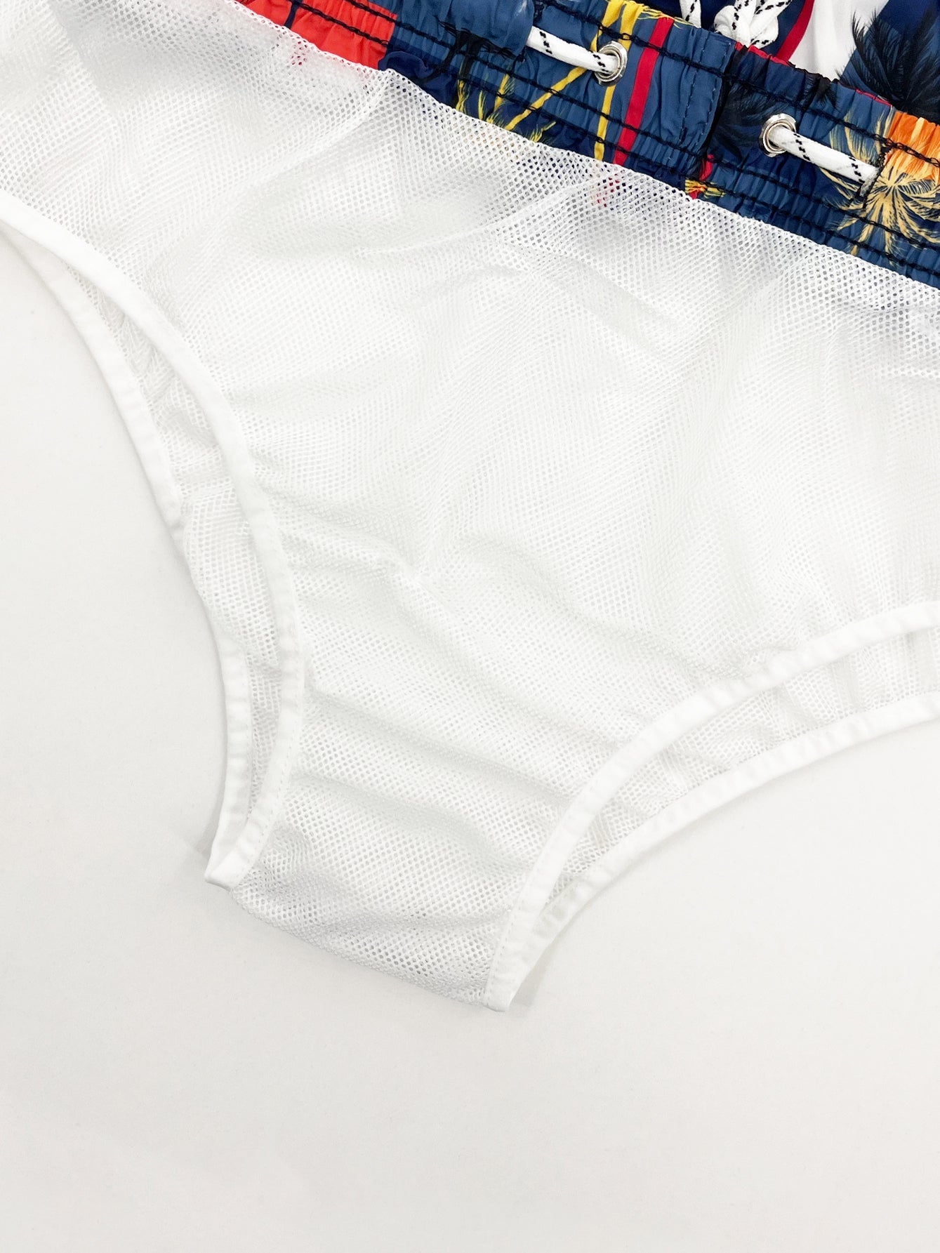 Palm Tree Color Block Print Swim Shorts