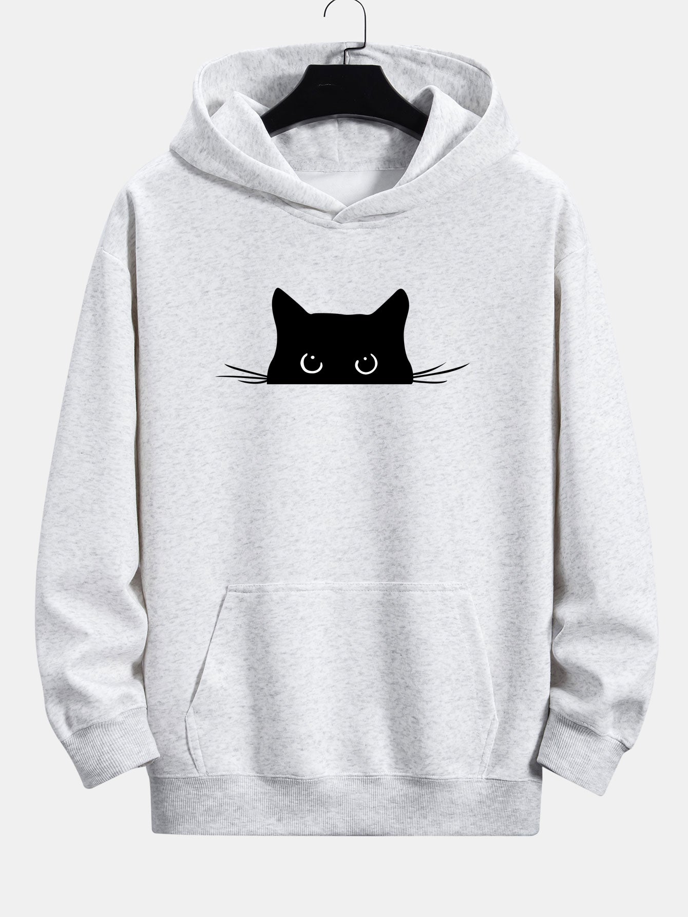 Black Cat Print Relax Fit Hoodie