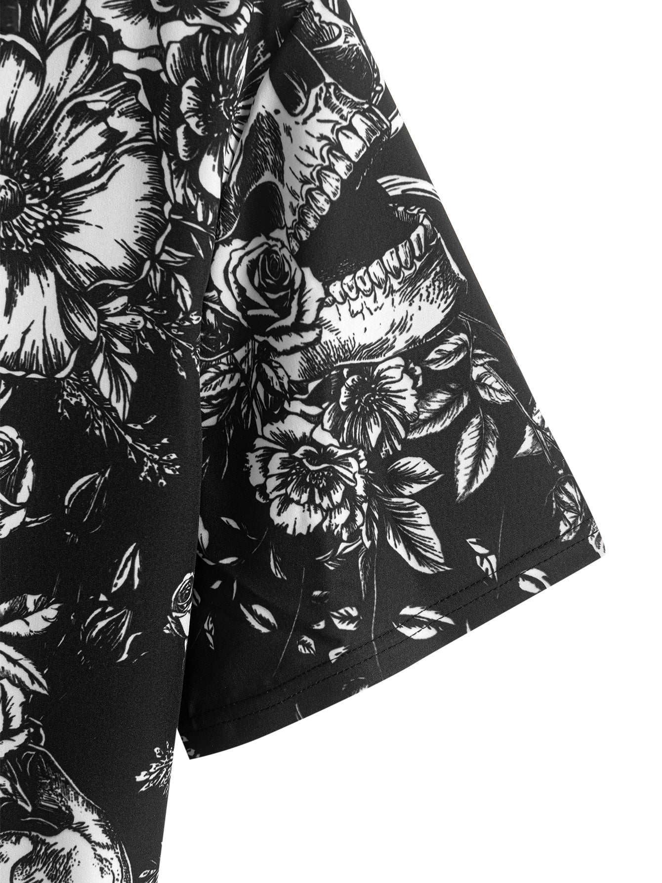 Skull Floral Print Button Up Shirt