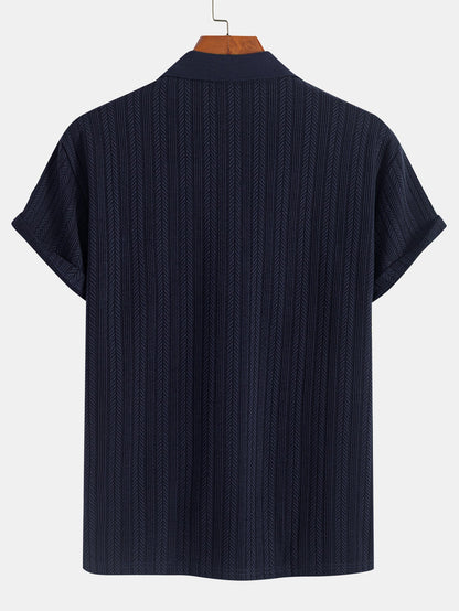 Textured Zipper Polo