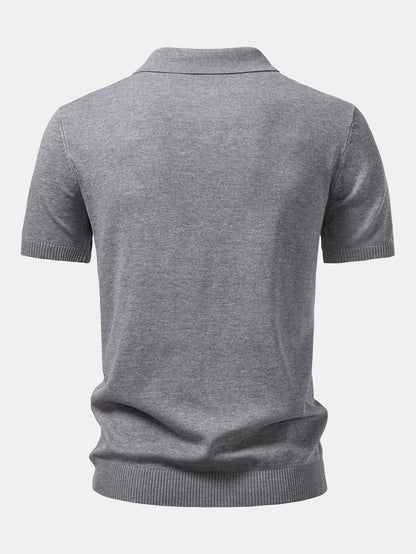 Twist Jacquard Knitted Zipper Polo Shirt